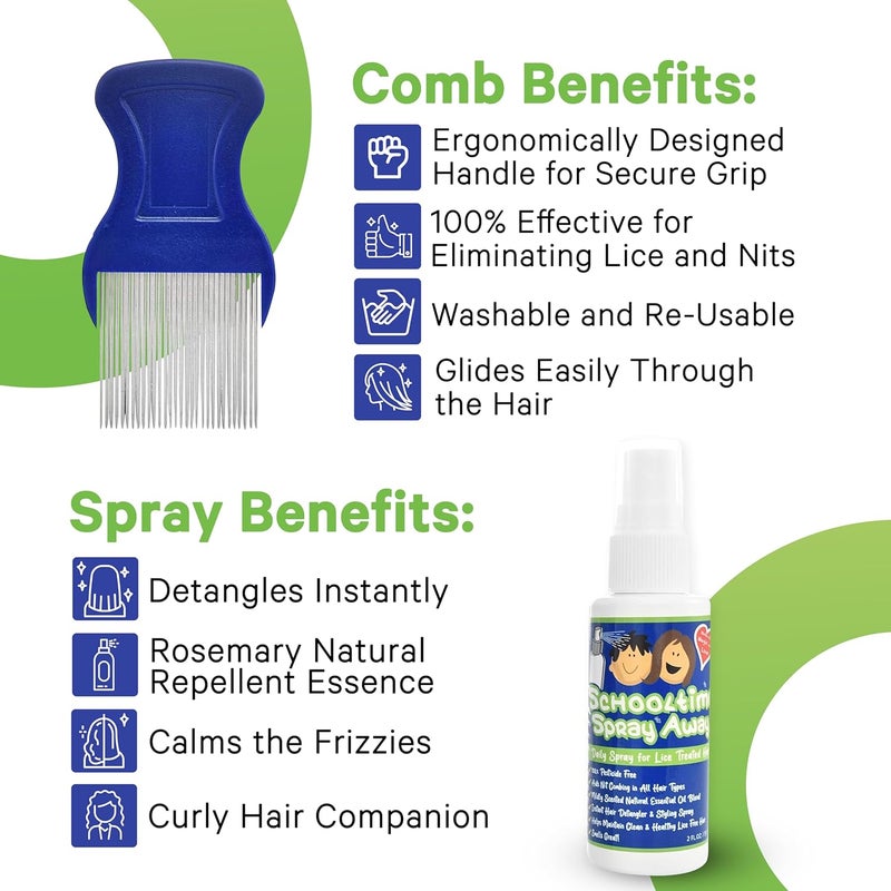 Schooltime Complete Lice Removal Kit for Kids with 6 oz Shampoo, 2 oz Spray & Stainless Steel Comb. Non Toxic, Non Oily. Enzyme and Pesticide Free. - Image 4